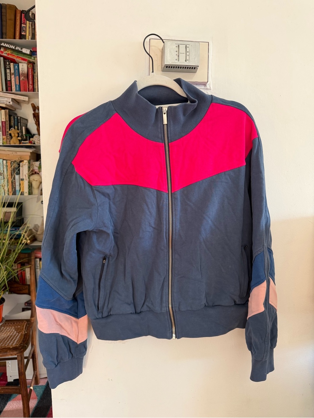 For Days Navy and Hot Pink Colorblock Zip Jacket